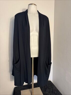 Daily Ritual Long Duster Sweater – Black, XL, Soft, Roomy, 2 Pockets